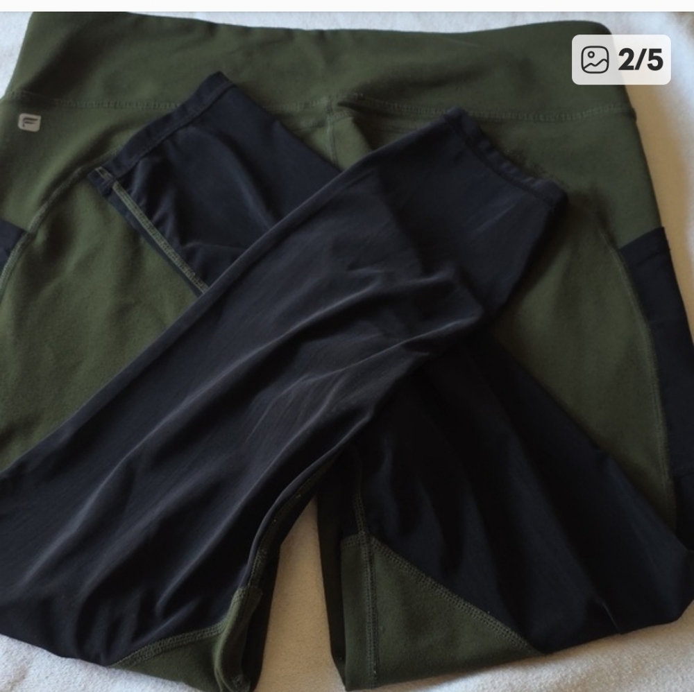 Womens Fabletics Olive and Black Active Leggin